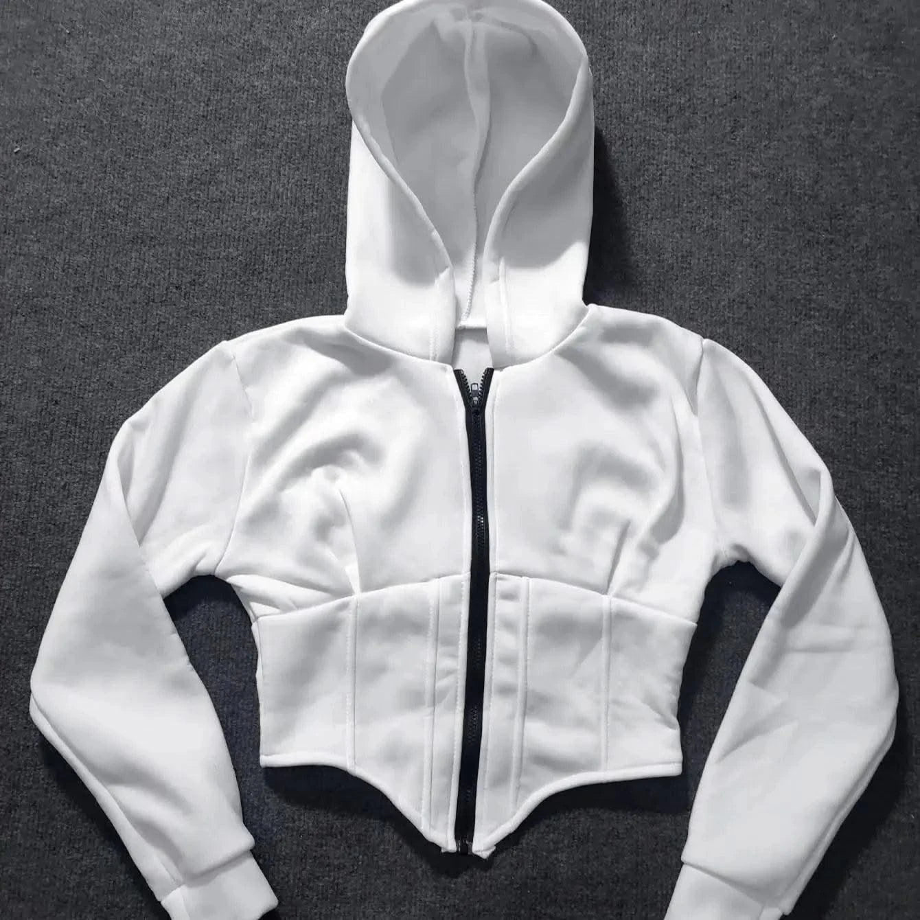 Sports leisure women's clothing hooded sweatshirt with zipper waistband Fashionable long-sleeved women's hooded sweatshirt