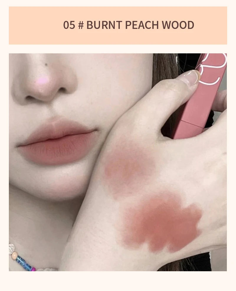 TX010Thin Tube Matte Lipstick, Waterproof and Sweatproof, Does Not Fade Or Remove Makeup, Can Be Used on Both Lips and Cheeks