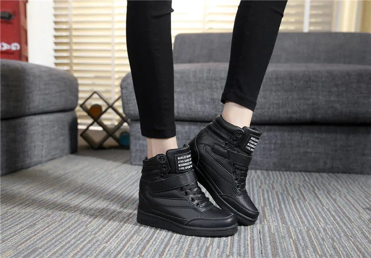 2023 Autumn Designer Wedges White Platform Sneakers Women Shoes Leather Black High Top Sneakers Hidden Increasing Basket Femme