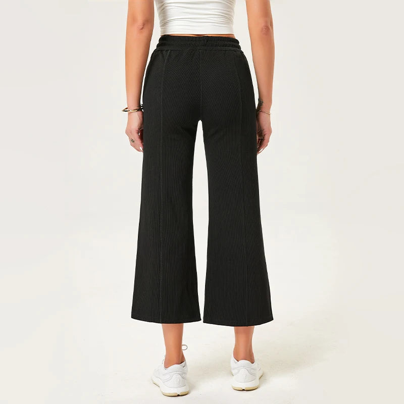Women's Wide Leg Yoga Ninth Pants High Waisted Joggers Casual Sweatpants Pockets Sports Clothes Pilates Tracksuit Baggy Pants