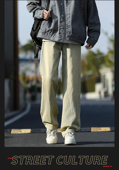 2025 New Men's Baggy Casual Jeans Male High Street Straight Leg Denim Pants American Classic Retro Autumn Casual Long Trousers