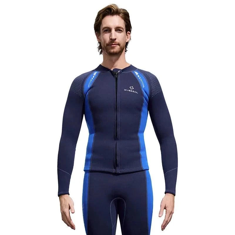 2025 New Men Women Wetsuit Top 3mm Neoprene Wetsuit Jacket Long Sleeve Front Zipper Swimsuit Surfing Diving Tops for Water Sport - Elanique