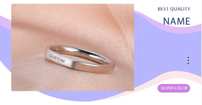 Engrave Name Finger Rings Personalized Custom Ring Gift For Woman Men Wedding Marry Silver Color Stainless Steel Jewelry
