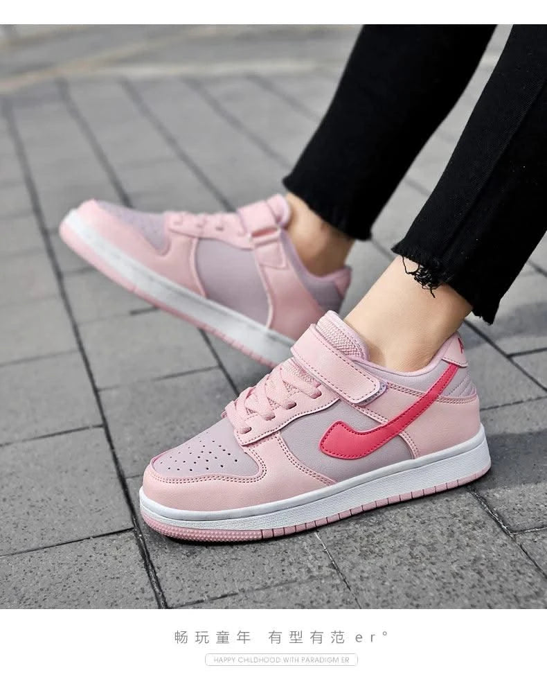 Boys' sports shoes 2025 new leather-covered waterproof children's casual shoes primary school trend non-slip board shoes