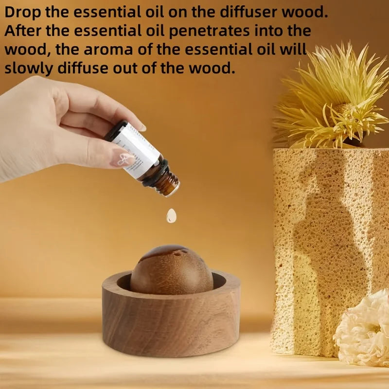 Car Wooden Essential Oil Diffusers-Spherical Design Natural Fragrance Dispersion Bedroom Decor Diffuser Car Home Room Fragrance