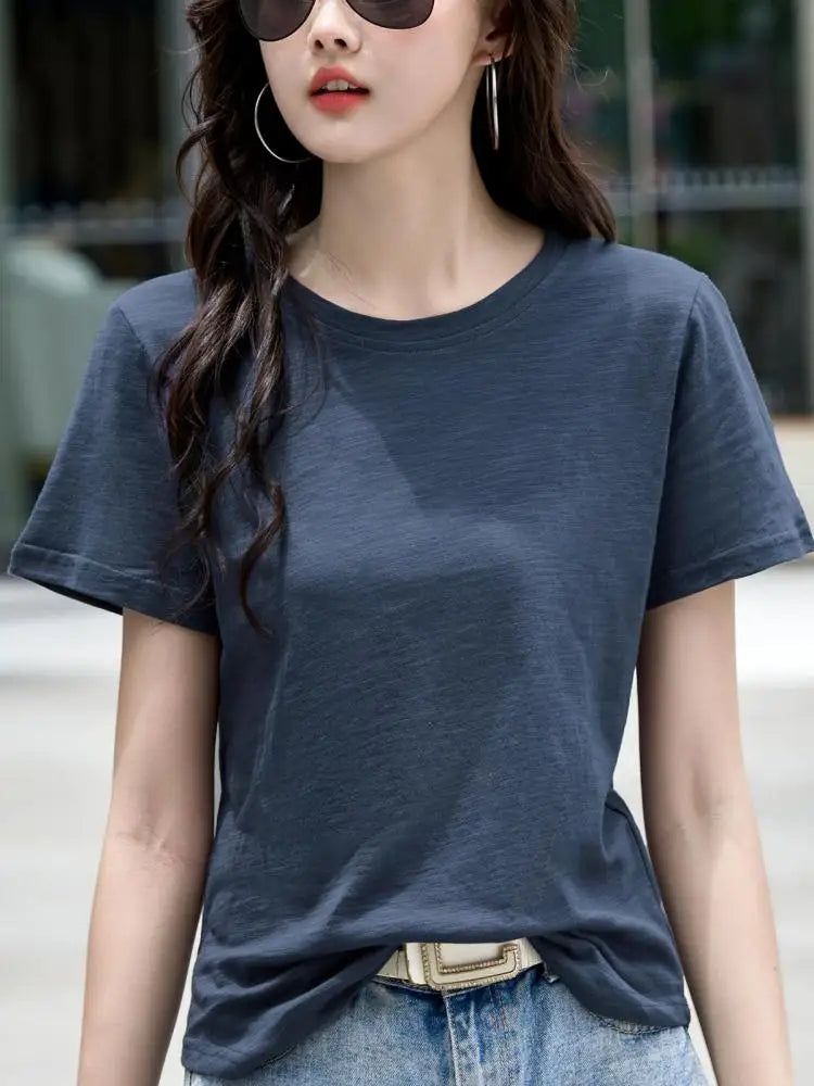 Oversized Summer T shirts for Women Casual Female Korean Streetwear Tees Unisex Basic Solid Young Cool Tops