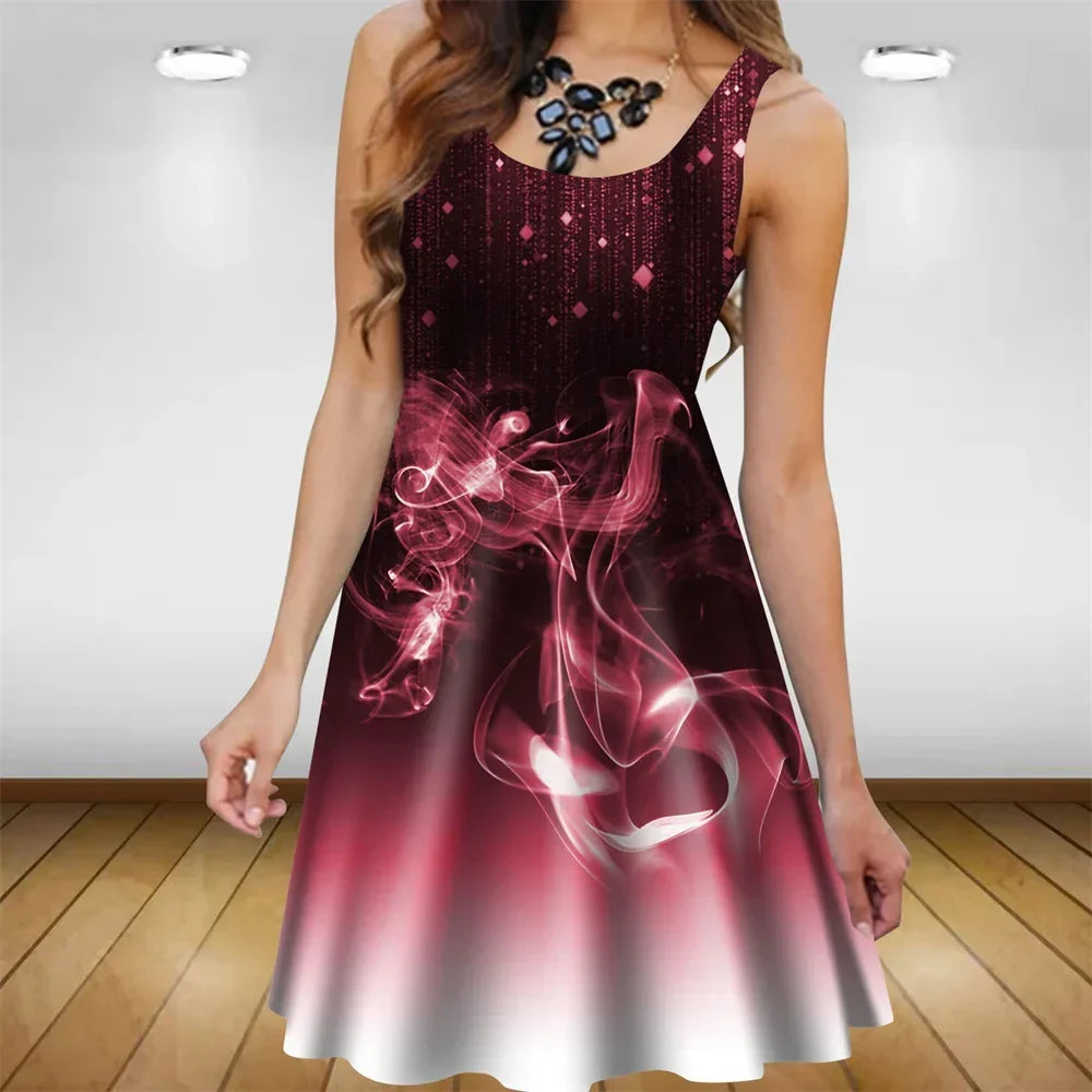 2023 Women Summer Dresses Casual Sleeveless Fashion Loose Sexy Party Mini Dress Gradient Print Dress Oversized Sundress Vestidos