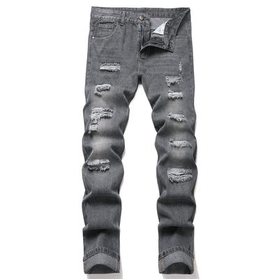 2025 New Denim Pants Men Fashion Hole Mens Jeans Classic Straight Denim Trousers Streetwear Slim Casual Jeans Man Plus Size 40