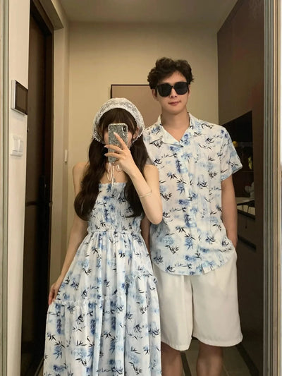 Resort Couple Look Parents and Children Summer Clothes Family Matching Holiday Clothing Mom Daughter Beach Dress Dad Son Shirts