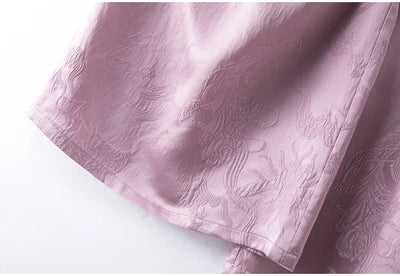 2025 Women's Fashion Spring New 100% Natural Mulberry Silk GuanLe Satin Fragrant Taro Purple High Waist Casual Wide Leg Pants