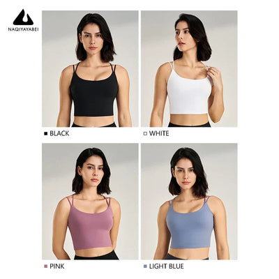 Women's sexy yoga undershirt Outdoor beautiful back training clothes Fashion sling bra Sports underwear With Coasters