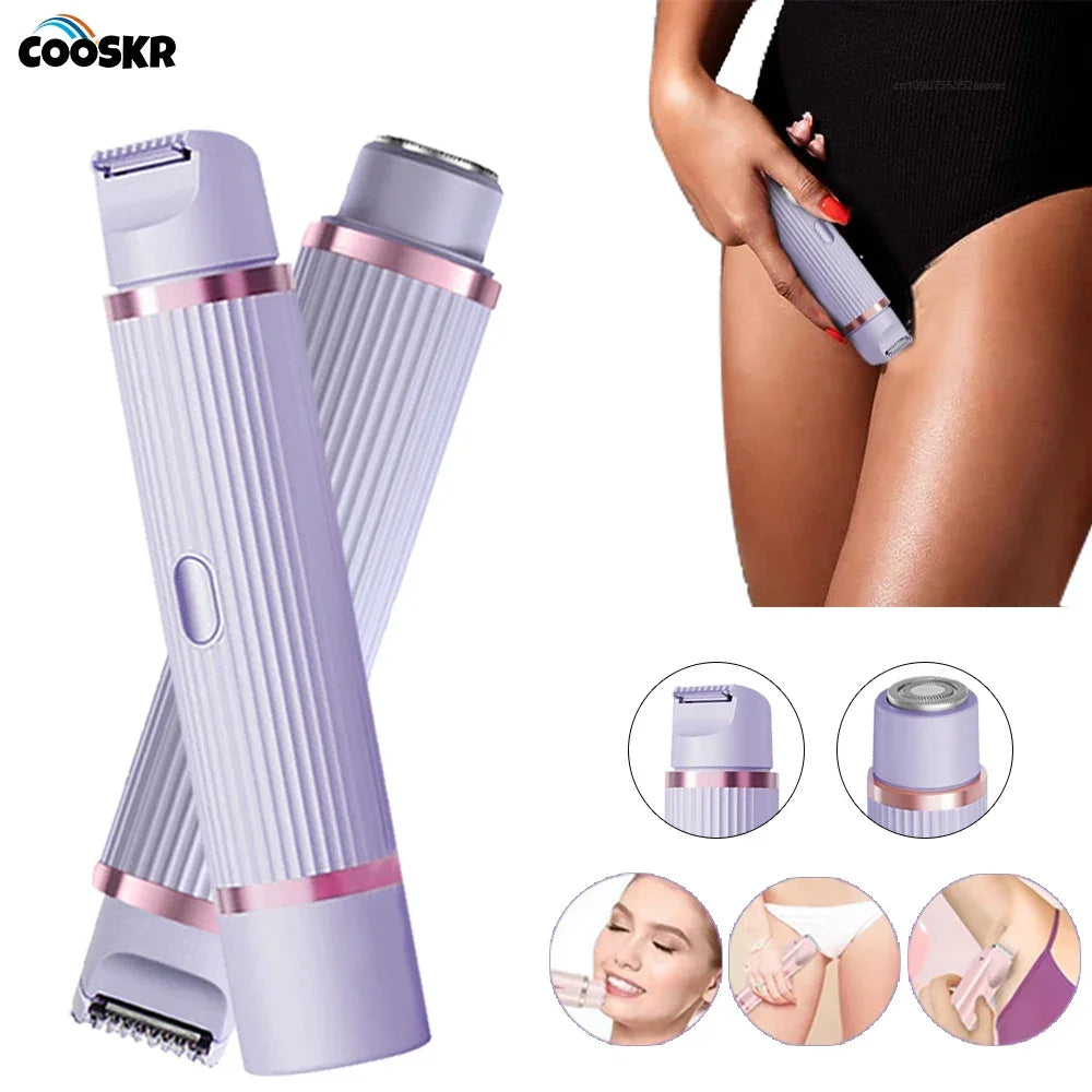 Electric Razors for Women Waterproof  Bikini Trimmer Face Shaver for Underarms Legs Ladies Body Trimmer Hair Removal Pink Purple