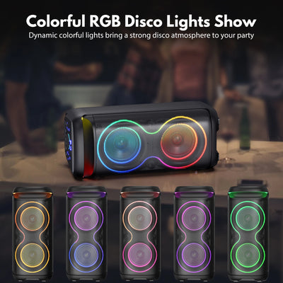 Large Party Speaker, Wireless Bluetooth Speaker with Microphone, Led Party Light, Karaoke Machine, 8inch Large Bluetooth Party