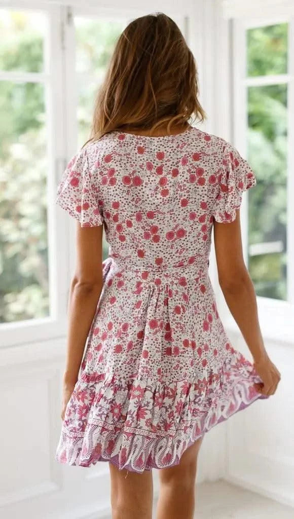 Elegant Women's Dresses Summer Bohemian Dress Vestidos Curtos Mujer Kadın Elbisesi Yazlık Kısa Elbiseler Midi Elbiseler Robe Ete