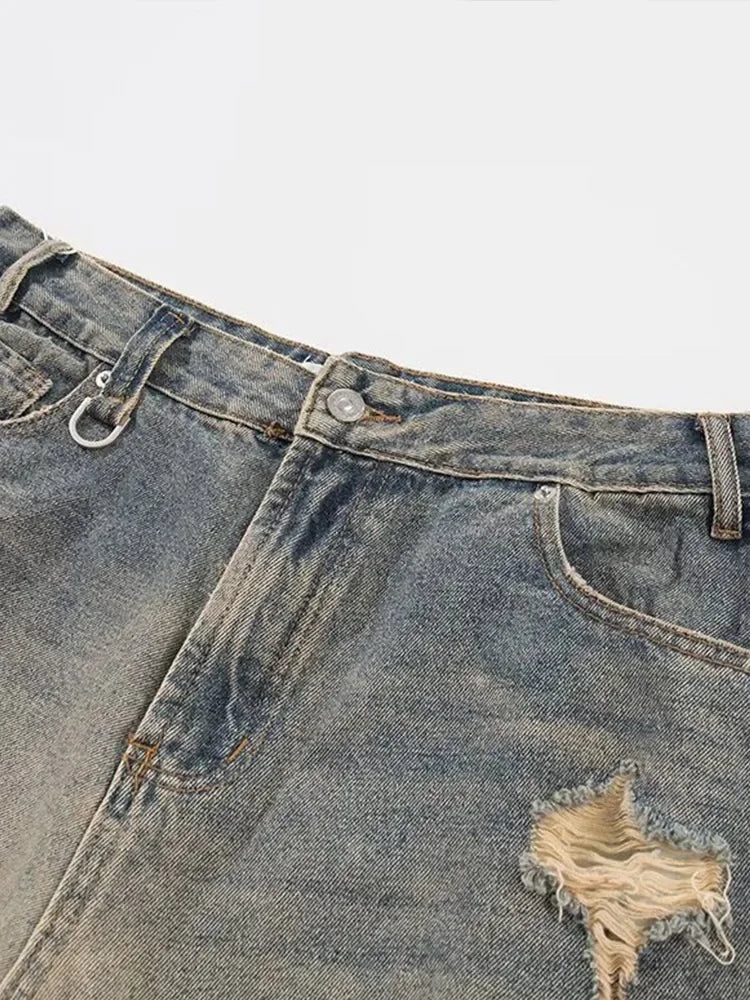 Holes Ripped Jeans Pants for Man Breathable High Street Men's Denim Pants New Trendy Hole Male Summer Brand Designer Pant 2025