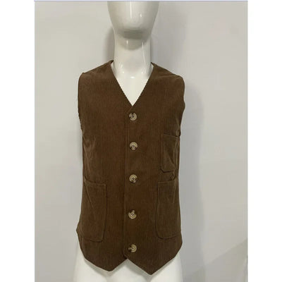 Blazer Men's Fashion Gentleman Business British Style Gentleman Corduroy Wedding Lapel Professional Casual Performance Host Vest