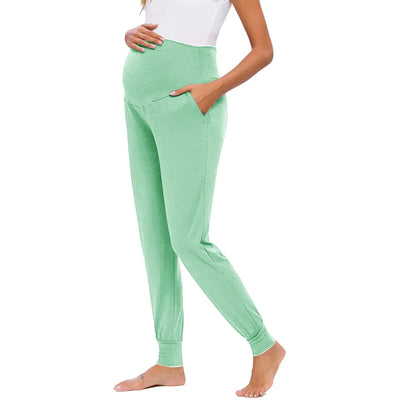 Spring Maternity Women's Casual Pants Premama Solid High Waist Strechy Lounge Trousers For Pregnant Women Joggers With Pockets