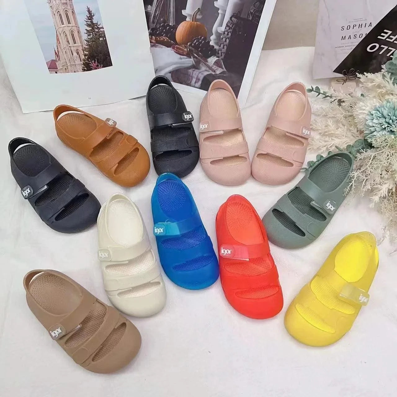 Kid Toddler Flat Breathable Fishermen Roman Shoes Children's Colorful Beach Comfortable Jelly Sandals Boy Girls Sandals SO098