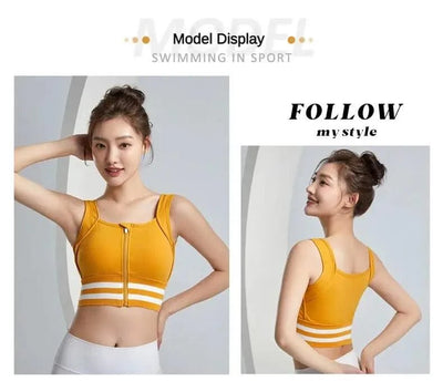 Sports Bras Zip Front For Women With Full Coverage Removable Padded Workout Bra Shockproof Yoga Underwear Running Fitness Vest