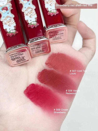 Beauty Glazed  Mirror Flower Lip Gloss  Lipstick Strawberry Rococo Collection Little Angel Lip Cream Lipstick 3.5g