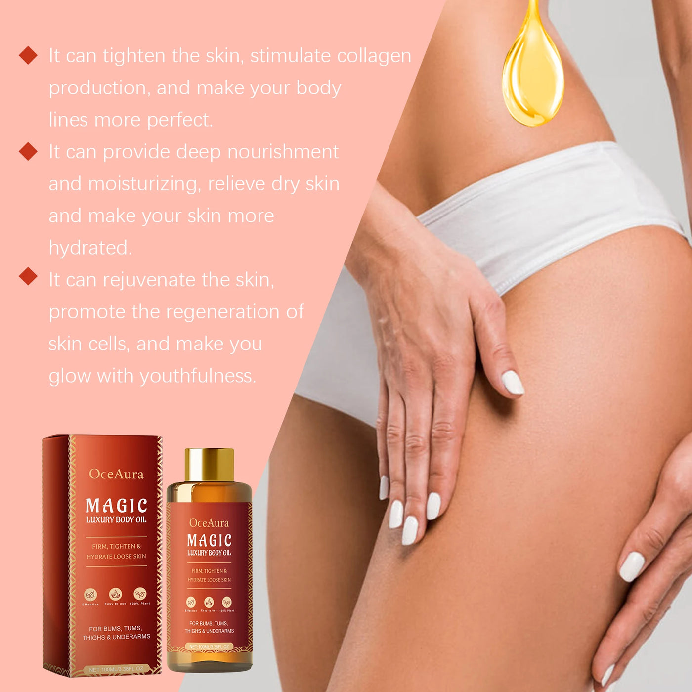 Body Firming Oil Deep Moisturizing Improve Sagging Skin Tightening Increase Elasticity Nourishing Magic Luxury Body Care 100ml