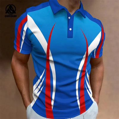 Fashion Simplicity Men's Polo Shirt Summer Short Sleeve Buttons Tops Street Sports Style Clothing Oversized Pullover Golf Wear