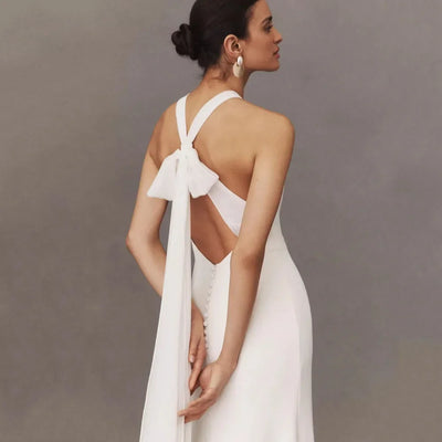 Customized Mermaid Wedding Dresses Simple Halter Bridal Gowns Backless Bride Dress New Elegant Vestido De Novia