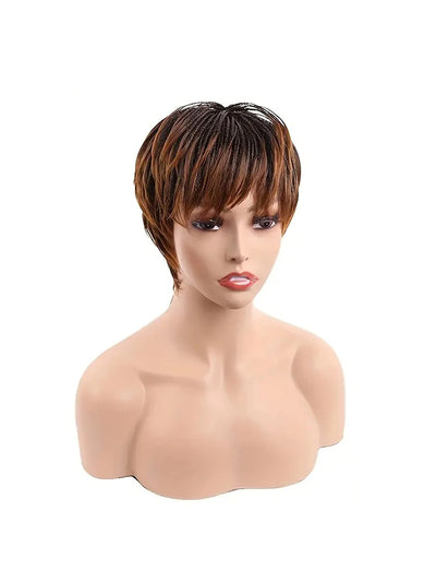Women's Short Bob Wigs, Braided Wigs with Bangs, Synthetic Wigs for Everyday Wear Christmas Wigs
