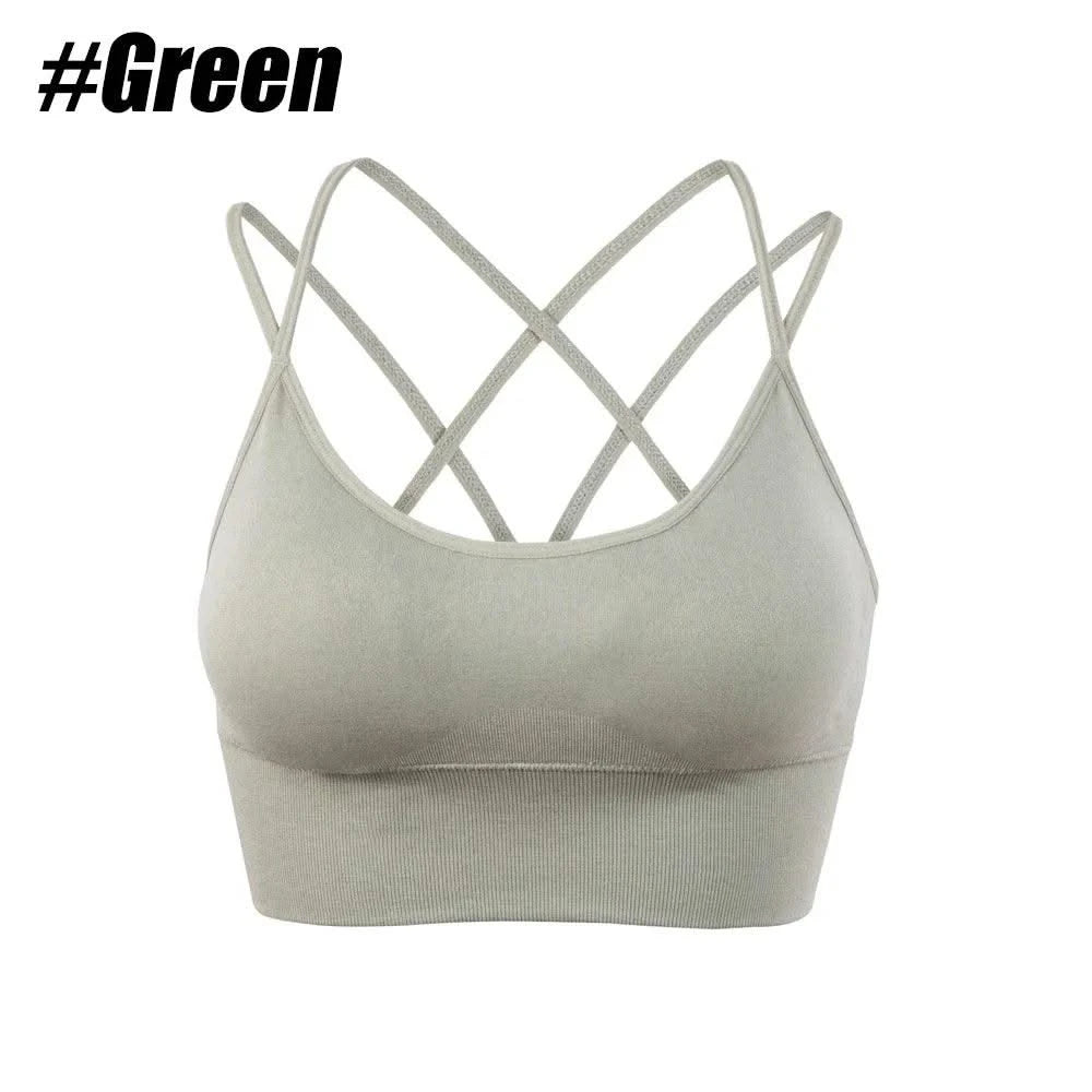 Women Strappy Sports Bras Padded Fitness Yoga Vest