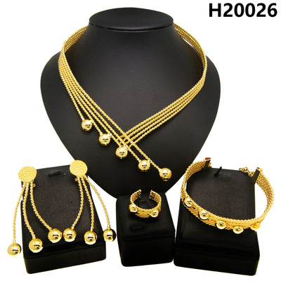 Women Jewelry Set Latest Brazilian Gold Plated Earrings Luxury Necklaces Mixed Designs Women Necklaces Set Pie Jewelry Sets