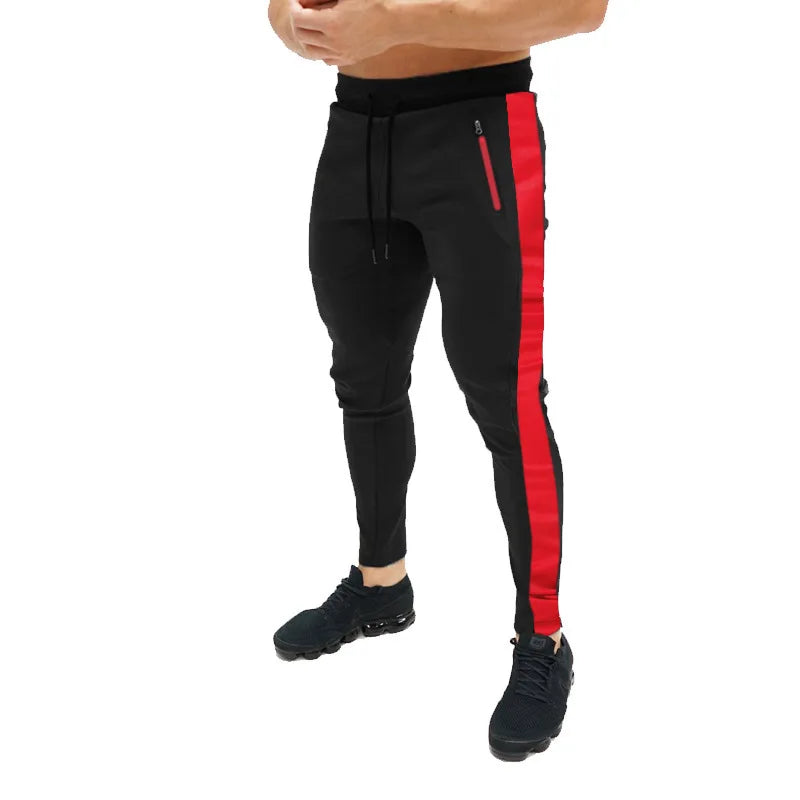 2025 New Men Sweatshirts Jogging Pants Men Casual Pants Men Stylish Color Block Zip Pockets Drawstring Sports Skinny Pants Trous