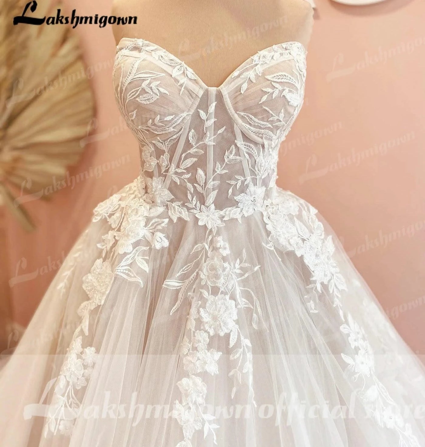 Court Train Wedding Dress customized Lace Bodice Bridal Gown