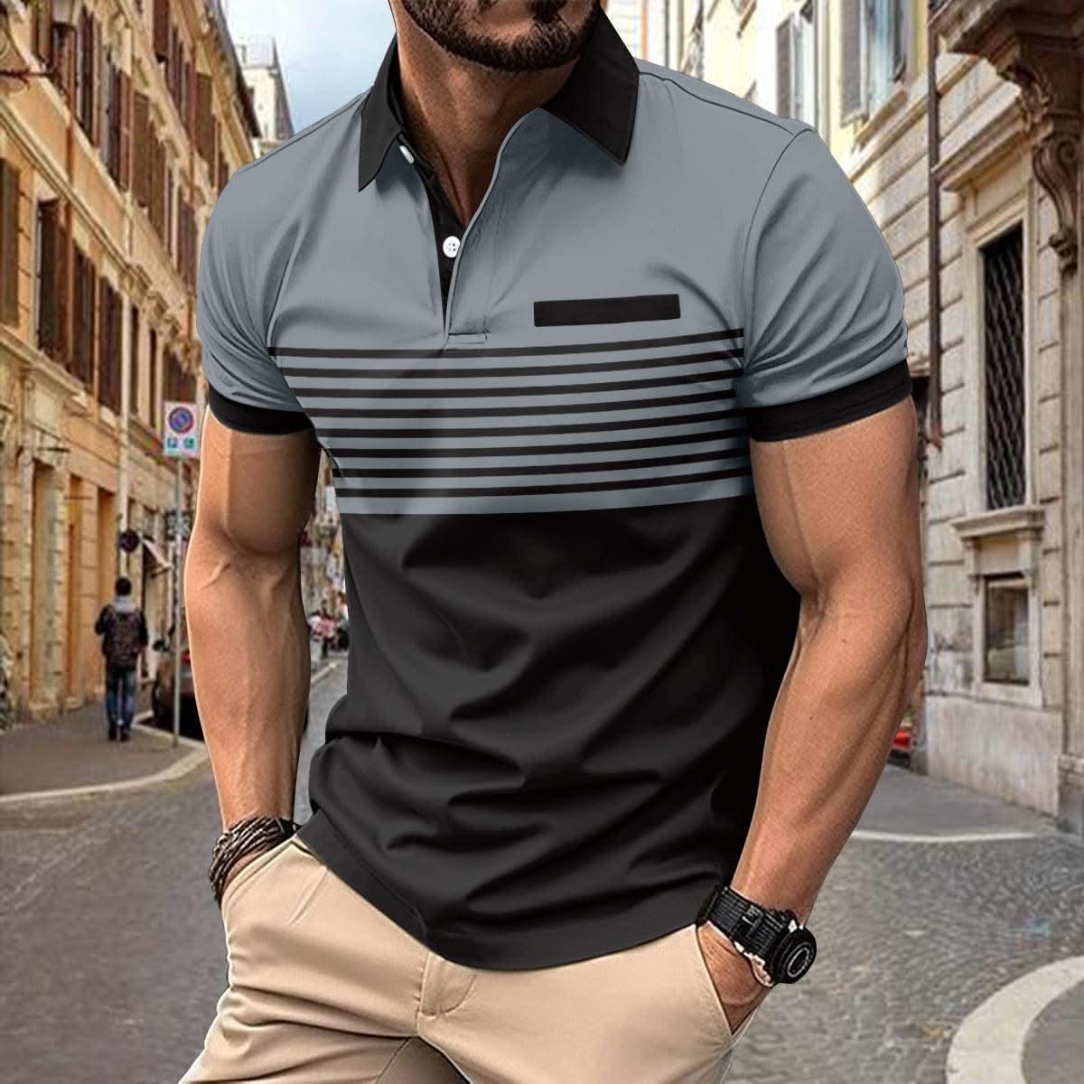 Casual Striped Shirt With Chest Pocket Men Clothing - Elanique