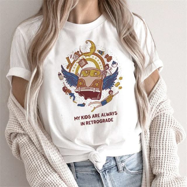Fashion Tarot Women Print T-shirts Female Cartoon Tops - Elanique