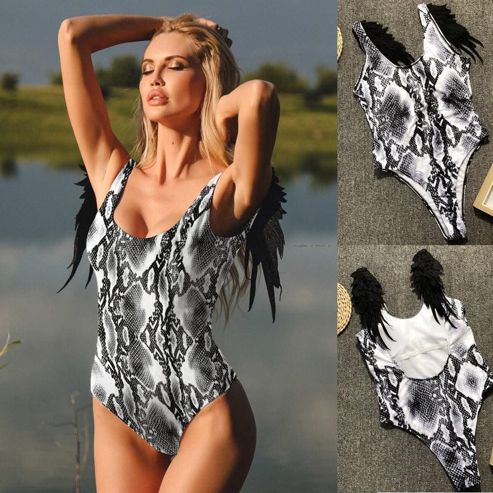Solid Color Swimwear Women Swimsuit Bodysuit - Elanique