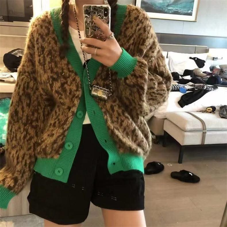 V-neck Knitted Sweater Women Mohair Fashion Women - Elanique