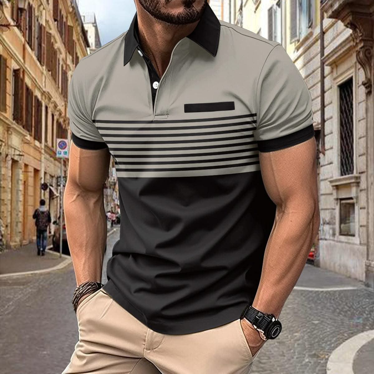 Casual Striped Shirt With Chest Pocket Men Clothing - Elanique
