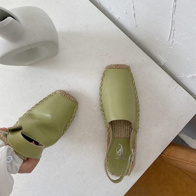 Baotou Flat Sandals Women Retro Fisherman Shoes Soft Leather Single Shoes Women - Elanique