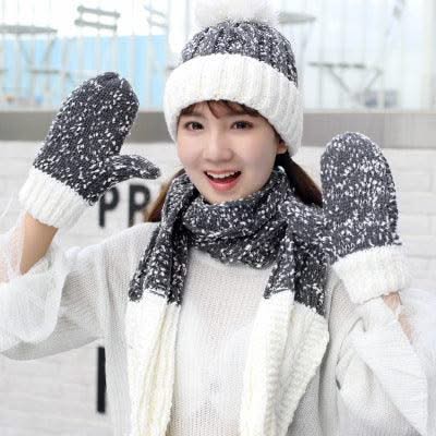 Three Piece Hat Scarf And Gloves For Women - Elanique