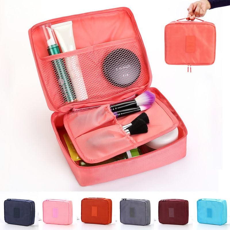Portable Cosmetic Bag Waterproof Divider Multi-grid Pockets Toiletry Bags Travel Storage Handbags Women Make Up Bag - Elanique