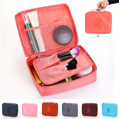 Portable Cosmetic Bag Waterproof Divider Multi-grid Pockets Toiletry Bags Travel Storage Handbags Women Make Up Bag - Elanique