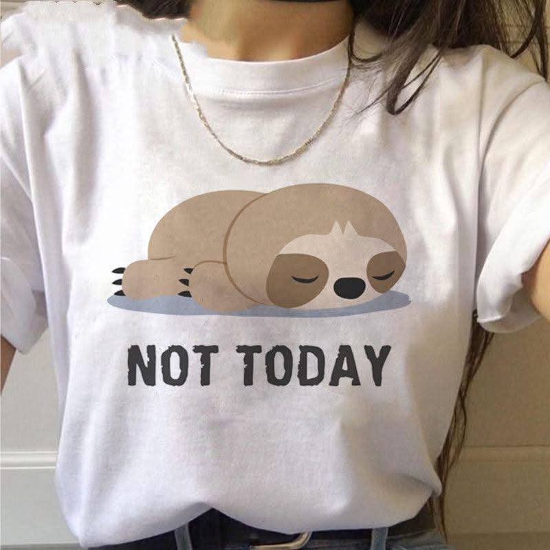 Sloth Kawaii Printed Women T-shirts - Elanique