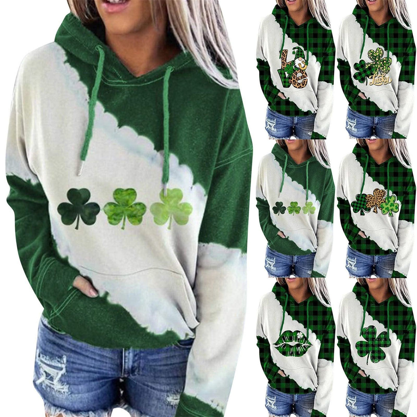 Women Sweatshirts Lucky Grass Print Streetwear Sweatshirts Hoodie