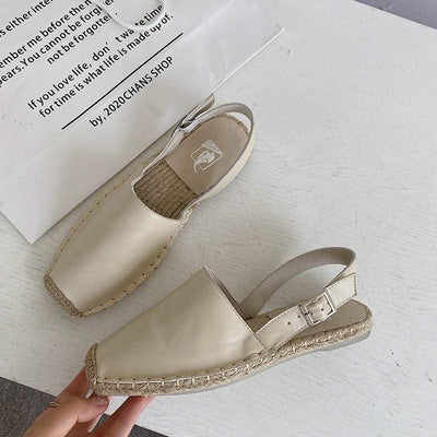 Baotou Flat Sandals Women Retro Fisherman Shoes Soft Leather Single Shoes Women - Elanique