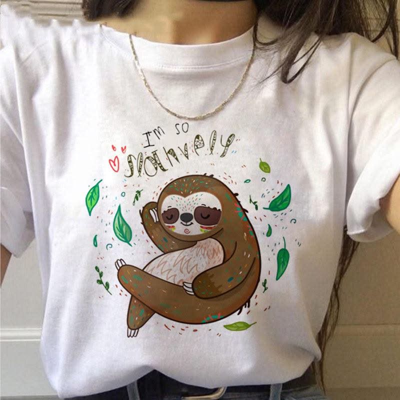 Sloth Kawaii Printed Women T-shirts - Elanique
