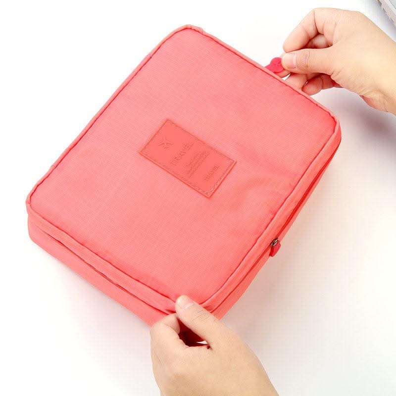 Portable Cosmetic Bag Waterproof Divider Multi-grid Pockets Toiletry Bags Travel Storage Handbags Women Make Up Bag - Elanique