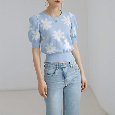 T-shirts Women Elegant Floral Trendy Patchwork Bodycon Summer - Elanique