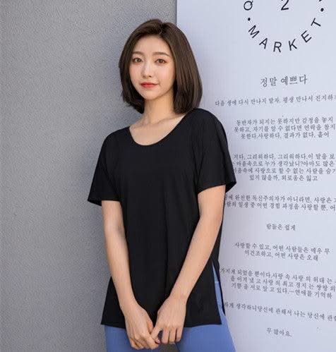 Women Hollow Back Yoga Shirts Short Sleeve Top Sports T-Shirts - Elanique