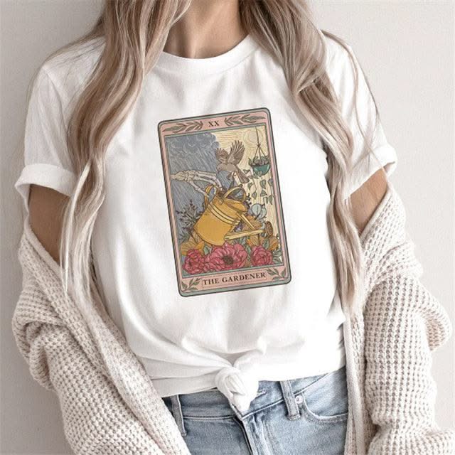 Fashion Tarot Women Print T-shirts Female Cartoon Tops - Elanique