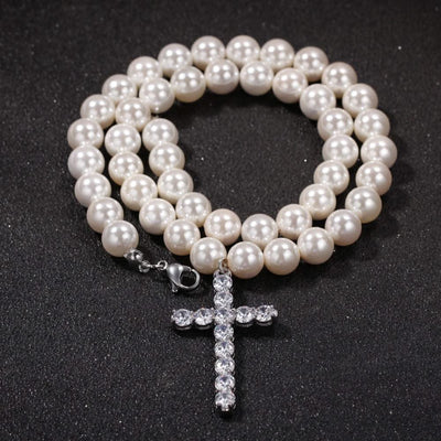 Cross 8-10mm Pearl Necklace - Elanique